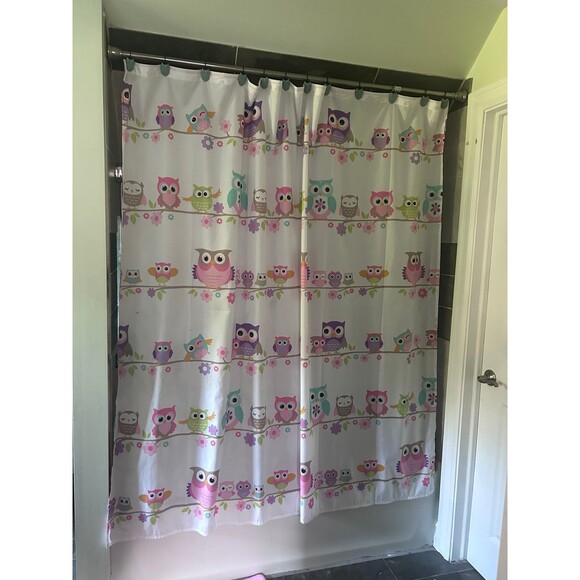 Owl Shower Curtain with Owl Shower Hooks - Picture 1 of 1
